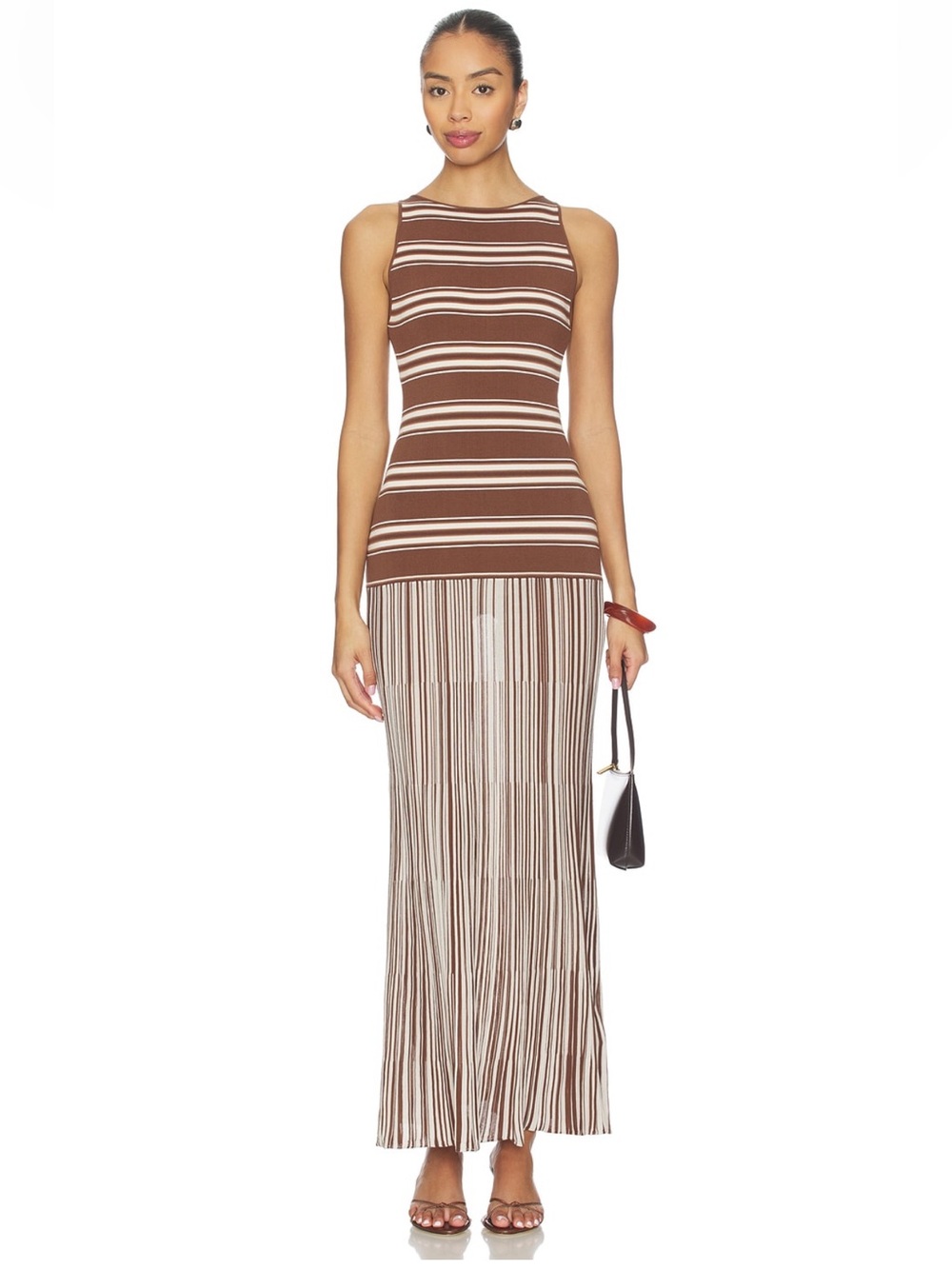 Faithfull the Brand Tore Maxi Dress in Ombre Stripe Macro Carob, Size M
